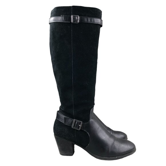 GH Bass & Co Women's Size 8M Noreen Black Leather Block Heel Knee High Boots - Picture 1 of 16